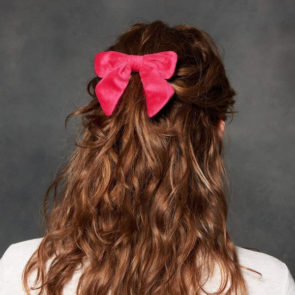 LELE SADOUGHI Fuchsia Petite Velvet Bow Barrette - Picture 7 of 8